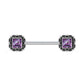 Brustwarzenpiercing Vintage Zirkonia-Quadrat Brustpiercing Nippelpiercing Chirurgenstahl viele Farben Stab 1,6/14mm