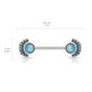 Brustwarzenpiercing Vintage Fächer Türkis Brustpiercing Nippelpiercing Chirurgenstahl Silber Stab 1,6/14mm