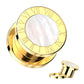 Ohrtunnel Gold Römische Zahlen Perlmutt Zentrum Chirurgenstahl Ohrpiercing Ohrschmuck Plug Screw Fit Schraubverschluss 8-16mm