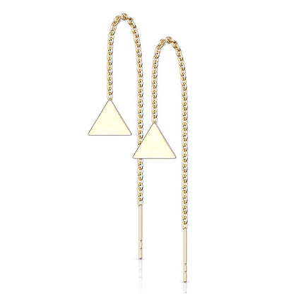 1 Paar Damen Ohrring Durchzieher Anhänger Dreieck Ohrringe Ohrstecker Chirurgenstahl Silber Gold Roségold