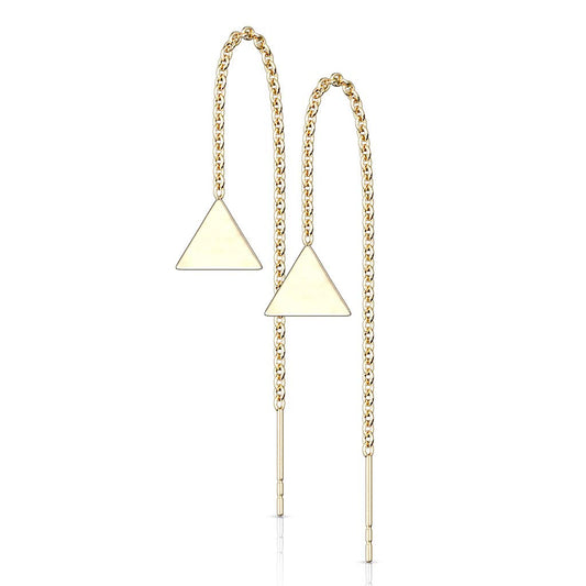 1 Paar Damen Ohrring Durchzieher Anhänger Dreieck Ohrringe Ohrstecker Chirurgenstahl Silber Gold Roségold