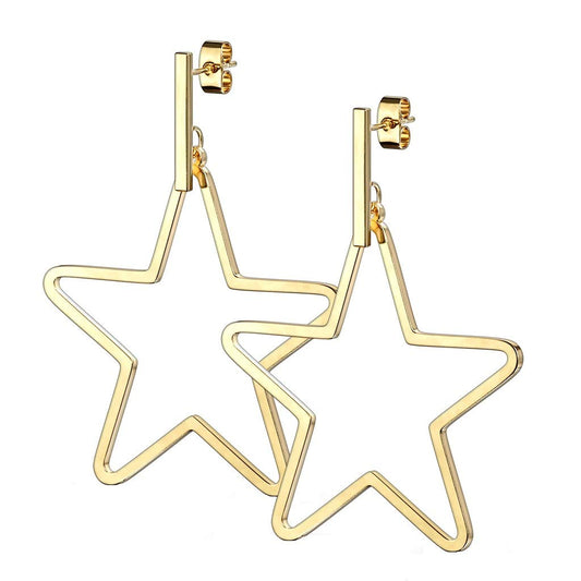 1 Paar Damen Ohrstecker Balken Stern-Anhänger Ohrringe Chirurgenstahl Steckerverschluss Silber Gold