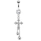 Bauchnabelpiercing Kreuz Anhänger 1,6mm 10mm Nabelpiercing Edelstahl Chirurgenstahl Bananabell Zirkonia Silber Clear Schwarz