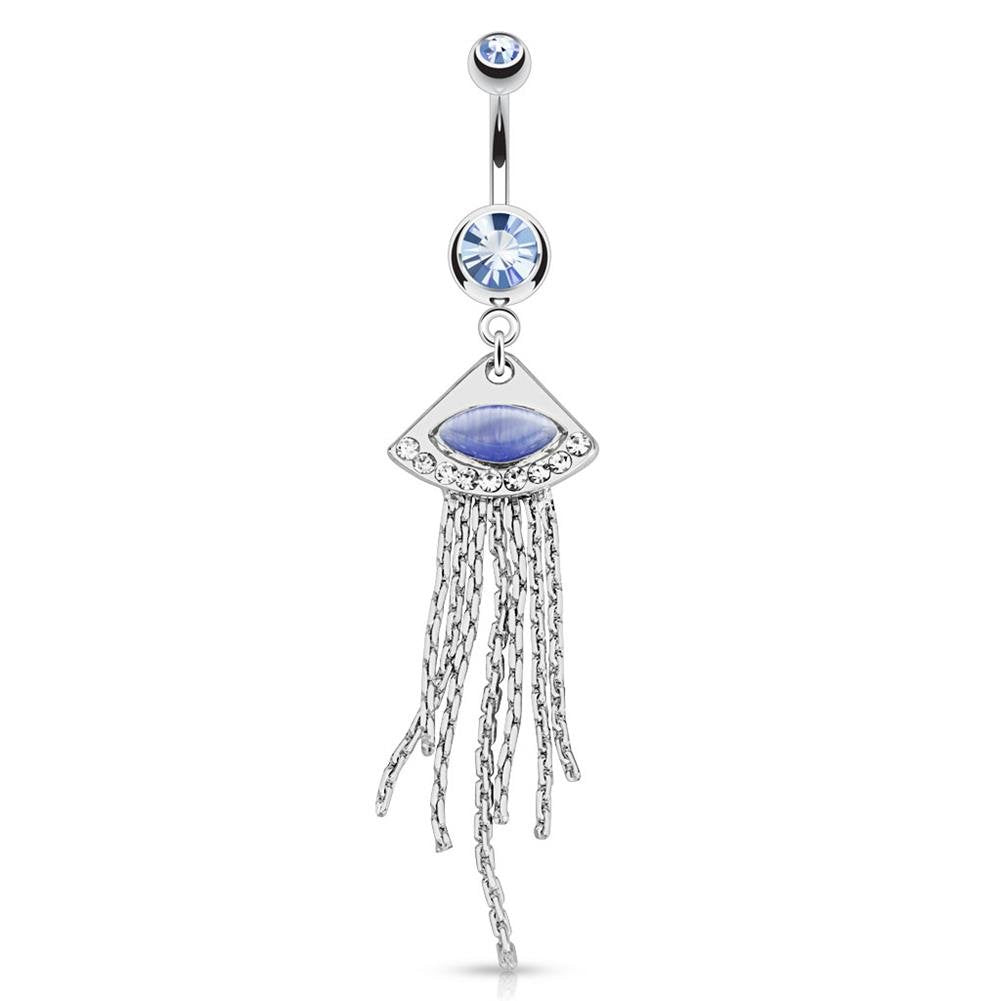 Bauchnabelpiercing Hamsa-Hand Anhänger 1,6mm 10mm Nabelpiercing Chirurgenstahl Bananabell Zirkonia 14 Karat Gold Silber Clear Aqua
