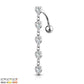 Bauchnabelpiercing 5 Kristall Herzen-Anhänger Nabelpiercing Chirurgenstahl Bananabell Silber Gold Roségold Clear Stab 1,6/10mm