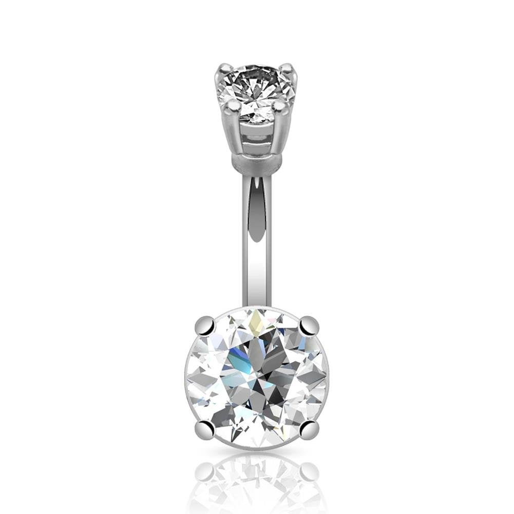 Bauchnabelpiercing GROSSER Stein Set 1,6mm 10mm Nabelpiercing Chirurgenstahl Bananabell Zirkonia Silber Gold 14 Karat