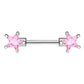 Brustwarzenpiercing ZIRKONIA Sterne Brustpiercing Intimpiercing CHIRURGENSTAHL Silber Clear Pink Aqua Stab 1,6mm 12mm
