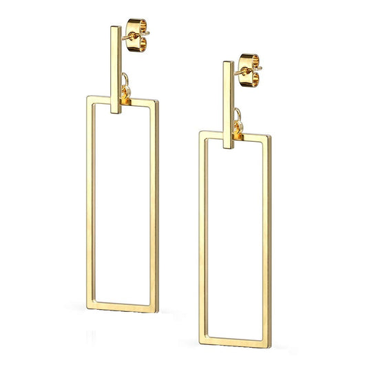 1 Paar Damen Ohrstecker Balken Anhänger Rechteck Ohrringe Chirurgenstahl Steckerverschluss Silber Gold