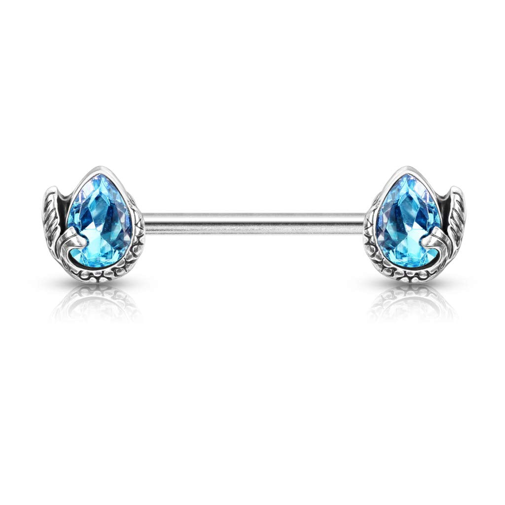 Brustwarzenpiercing Meerjungfrau-Flosse Kristall-Tropfen Brustpiercing Nippelpiercing Chirurgenstahl Mehrfarbig Stab 1,6/16mm