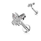 Knorpel Ohrstecker Schmetterling Silber Gold Roségold 4 Zirkonia Clear Piercings Chirurgenstahl Schraubverschluss Stab 6/8mm lang