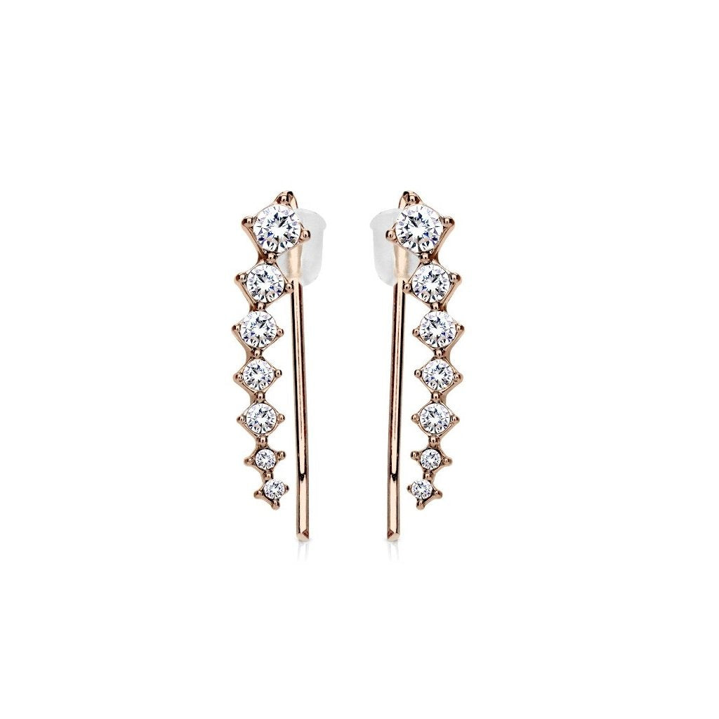 1 Paar Ohrklemmen KRISTALLBOGEN 19 x 3mm Set Ohrringe Ohrclip Ohrstecker Chirurgenstahl Silber Gold Roségold viele Farben