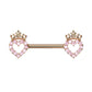 Brustwarzenpiercing Zirkonia Pavé Herzen Krone Silber Gold Roségold Brustpiercing Nippelpiercing Chirurgenstahl Stab 14mm