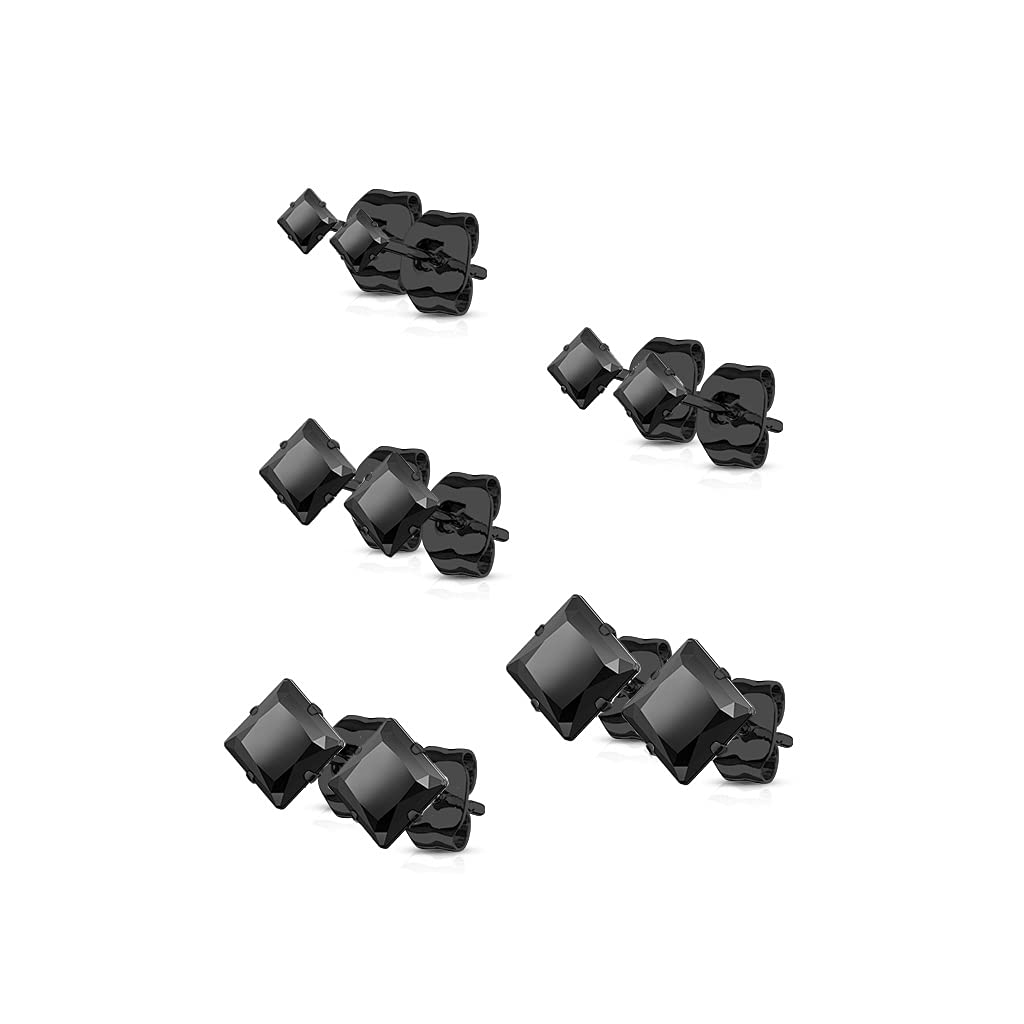5 Paar Ohringe Eckiger Zirkonia 3mm 4mm 5mm 6mm 7mm Ohrringe Ohrstecker Chirurgenstahl Silber Gold Schwarz