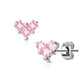 1 Paar Ohrringe Set Stecker Edelstahl Chirurgenstahl 3 Mini Quadrate silber Haken clear pink rot Zirkonia