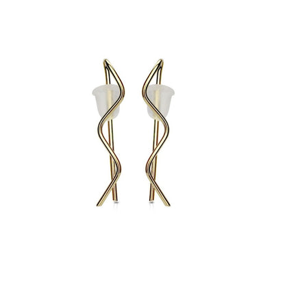 1 Paar Ohrklemmen WELLE 21 x 0,8mm Set Damen Ohrringe Ohrclip Ohrstecker Edelstahl Chirurgenstahl Silber Gold Roségold