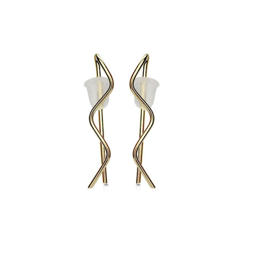 1 Paar Ohrklemmen WELLE 21 x 0,8mm Set Damen Ohrringe Ohrclip Ohrstecker Edelstahl Chirurgenstahl Silber Gold Roségold