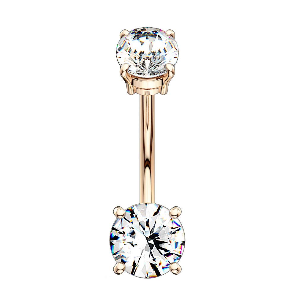 Bauchnabelpiercing DOPPEL-ZIRKONIA 5/7mm Nabelpiercing Chirurgenstahl Bananabell Multicolor Stab 1,6/10mm