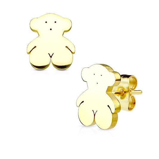 1 Paar Ohrringe Set Ohrstecker Edelstahl Chirurgenstahl Teddy Bär gold silber