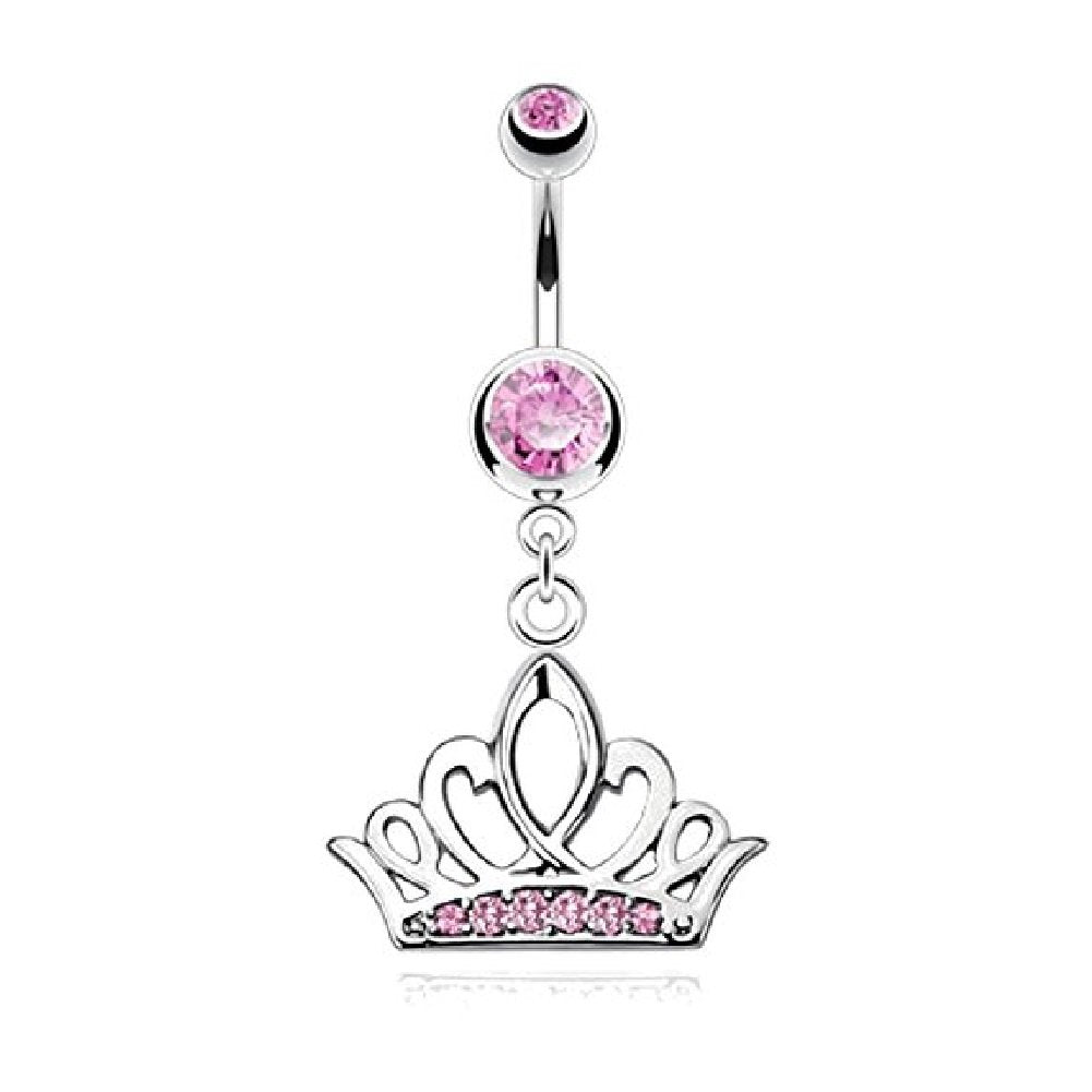 Bauchnabelpiercing Krone Anhänger 1,6mm 10mm Nabelpiercing Edelstahl Chirurgenstahl Bananabell Zirkonia Silber Pink Clear