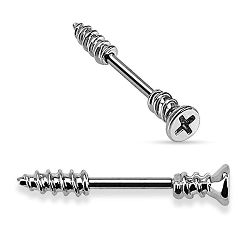 Schraube Brustwarzenpiercing Intimpiercing Brustpiercing Nippelpiercing Edelstahl HÄMATIT Gold Silber 1,6mm 11mm