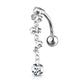 Bauchnabelpiercing Kristall Blasen-Anhänger Nabelpiercing Chirurgenstahl Bananabell Silber Regenbogen Clear Bunt Stab 1,6/10mm