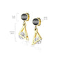 1 Paar Damen Ohrstecker schwarzer Enamel Dreieck-Anhänger Zirkonia Clear Chirurgenstahl Ohrringe Ohrhänger Silber Gold