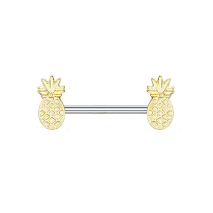 Brustwarzenpiercing GOLDENE Ananas Brustpiercing Nippelpiercing Chirurgenstahl Gold Stab 1,6/14mm
