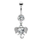 Bauchnabelpiercing Zirkonia Herz Elefant Anhänger Nabelpiercing Chirurgenstahl Bananabell Silber Clear Aqua Stab 1,6/10mm