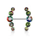 Brustwarzenpiercing 5 runde Kristalle Brustpiercing Intimpiercing Nippelpiercing Chirurgenstahl Silber viele Farben Stab 1,6/16mm