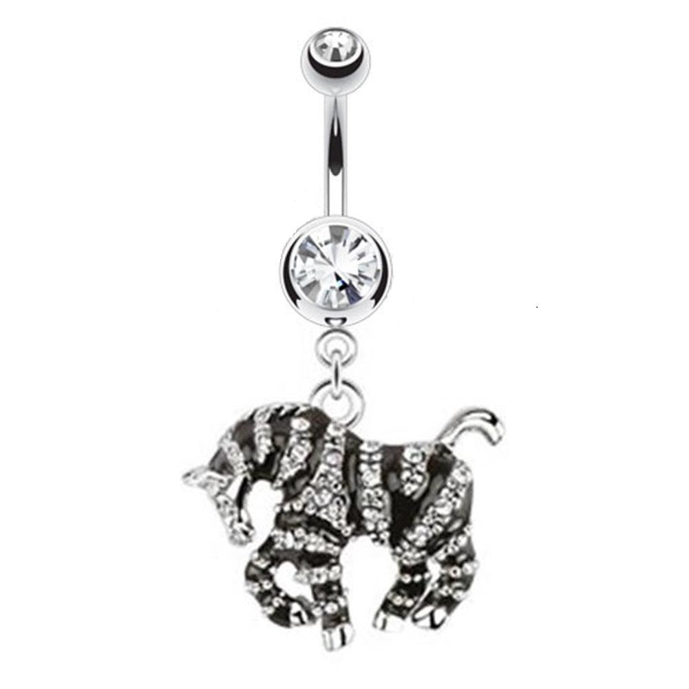 Bauchnabelpiercing 1,6mm 10mm Anhänger Pferd Tier Nabelpiercing Chirurgenstahl Bananabell Zirkonia Gold 14 Karat Silber Clear