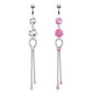 Bauchnabelpiercing ZIRKONIA Krawatte Anhänger 1,6mm 10mm Nabelpiercing Edelstahl Chirurgenstahl Bananabell Clear Pink