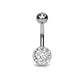 Bauchnabelpiercing Grosse Glitzer-Kugel Stab 1,6mm 10mm Nabelpiercing Edelstahl Chirurgenstahl Bananabell Zirkonia viele Farben