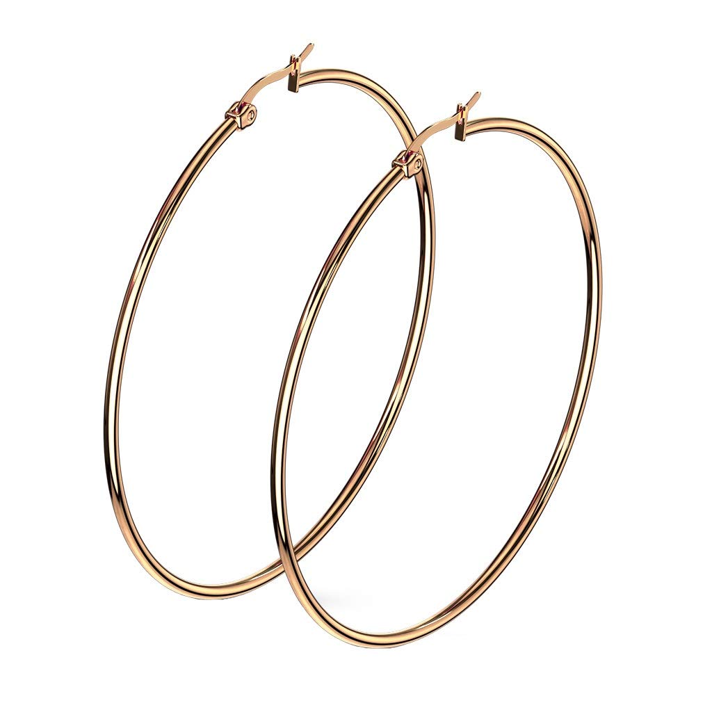 1 Paar Damen CREOLEN Ohrringe Ohrstecker Chirurgenstahl Roségold 10 15 20 25 30 35 40 45 50 55 60 65 70 75 mm