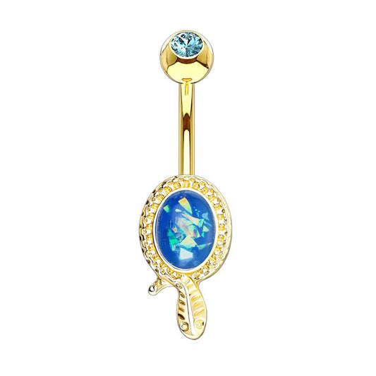 Bauchnabelpiercing Glitzer-Opal Schlange Nabelpiercing Chirurgenstahl Bananabell Silber Gold Weiß Pink Blau Stab 1,6/10mm