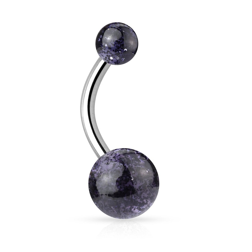 Bauchnabelpiercing GLITZERBALL 1,6mm 10mm Nabelpiercing Edelstahl Chirurgenstahl Bananabell Lila Blau Weiß Grün Schwarz Pink Rot