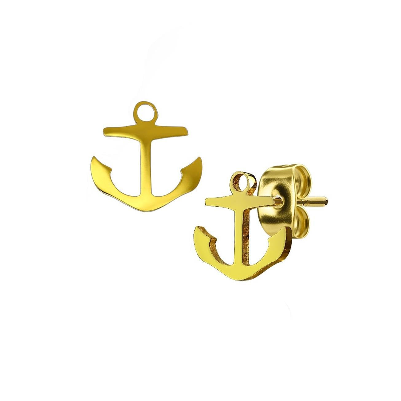 1 Paar funkelnde Ohrringe GROSSER ANKER 10x10 mm Ohrringe Ohrstecker Chirurgenstahl Set Silber Gold Schwarz