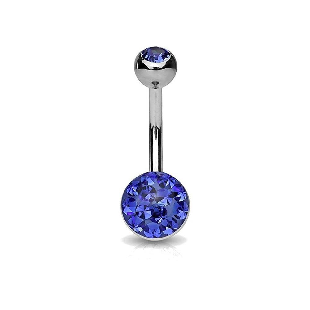 Bauchnabelpiercing Grosse Glitzer-Kugel Stab 1,6mm 10mm Nabelpiercing Edelstahl Chirurgenstahl Bananabell Zirkonia viele Farben
