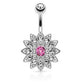 Bauchnabelpiercing Set 1,6mm 10mm Blume Nabelpiercing Edelstahl Chirurgenstahl Bananabell Zirkonia Kristalle Silber Gold Roségold
