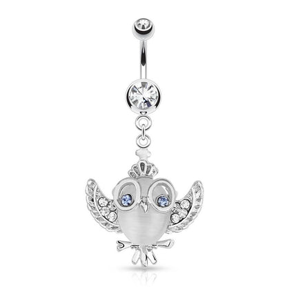 Bauchnabelpiercing Fliegende Eule Anhänger 1,6mm 10mm Nabelpiercing Chirurgenstahl Bananabell Zirkonia Silber Clear Pink Schwarz