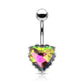 Bauchnabelpiercing Regenbogen-Effekt Kristall Herz Nabelpiercing Chirurgenstahl Bananabell viele Farben Stab 1,6/10mm