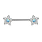 Brustwarzenpiercing Glitzer-Opal Blume 5 Zirkonia Brustpiercing Nippelpiercing Chirurgenstahl viele Farben Stab 1,6/14mm