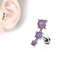 Knorpel Ohrstecker Dreifach Opal Cartilage Labret Piercings Tragus Silber Blau Weiß Grün Pink Lila Edelstahl Schraubverschluss