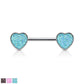 Brustwarzenpiercing Glitzer-Stein Herz Brustpiercing Nippelpiercing Chirurgenstahl Silber Schwarz Pink Aqua Stab 1,6/14mm