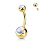 Bauchnabelpiercing Doppel-Kugel Irisierender Stein Nabelpiercing Chirurgenstahl Bananabell viele Farben Stab 1,6/10mm