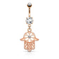 Bauchnabelpiercing Set 1,6mm 10mm Hamsa 17 x 14,7mm Nabelpiercing Chirurgenstahl Bananabell Zirkonia Farben Gold Silber Roségold