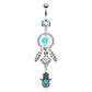 Bauchnabelpiercing Set 1,6mm 10mm Hamsa 48,2 x 14,3mm Nabelpiercing Chirurgenstahl Bananabell Zirkonia Silber Clear Türkis