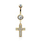 Bauchnabelpiercing Kristall Kreuz-Anhänger Nabelpiercing Chirurgenstahl Bananabell Silber Gold Roségold Clear Stab 1,6/10mm