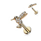 Knorpel Ohrstecker Kolibri Silber Gold Roségold Pavé Zirkonia Clear Piercings Chirurgenstahl Schraubverschluss Stab 6/8mm lang