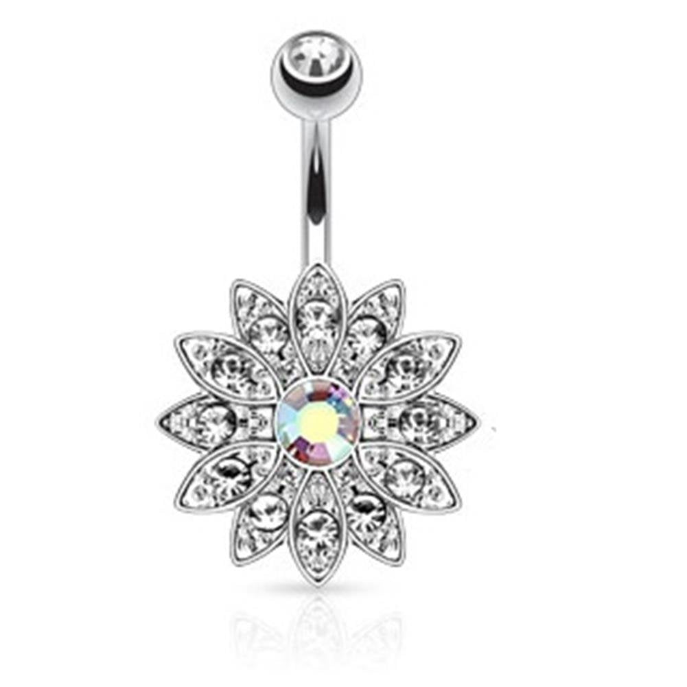 Bauchnabelpiercing Set 1,6mm 10mm Blume Nabelpiercing Edelstahl Chirurgenstahl Bananabell Zirkonia Kristalle Silber Gold Roségold