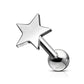 1 Knorpel Ohrstecker Flat Top Stern Cartilage Labret Piercings Tragus viele Farben Edelstahl Schraubverschluss Steg 6,5/1,2mm